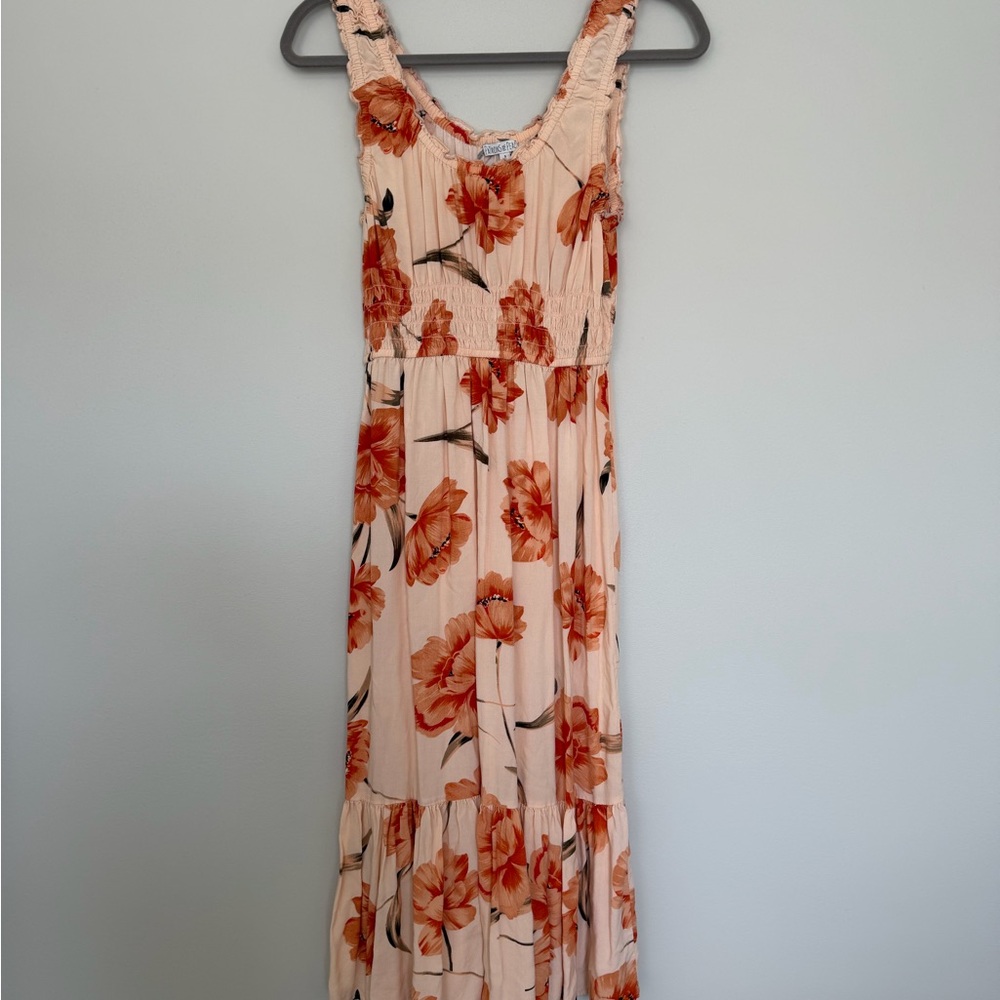 Patrons of Peace Peach Floral Midi Dress